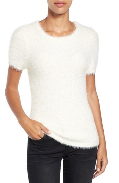 Women's Cece Eyelash Short Sleeve Pullover - White