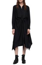 Women's Allsaints Flyn Ruched Detail Button Up Dress - Black