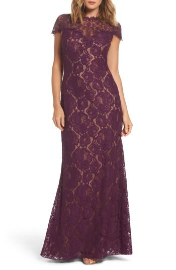 Women's Tadashi Shoji Corded Lace A-line Gown - Purple