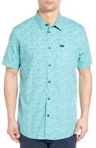 Men's Rvca Sea And Destroy Print Woven Shirt - Blue