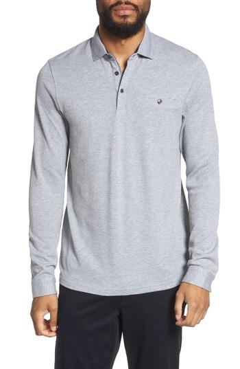 Men's Ted Baker London Scooby Trim Fit Long Sleeve Polo Shirt (m) - Grey