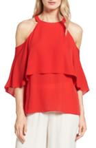 Women's Kobi Halperin Langley Silk Cold Shoulder Blouse - Red