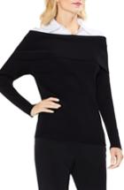 Women's Vince Camuto Off The Shoulder Mix Media Sweater - Black