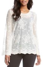 Women's Karen Kane Sheer Lace Bell Sleeve Top - White