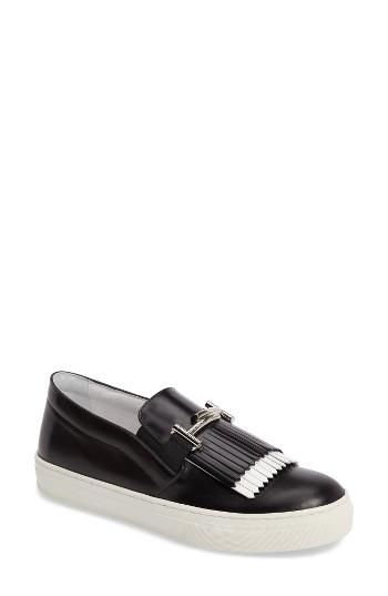 Women's Tod's Double-t Kiltie Fringe Slip-on Sneaker