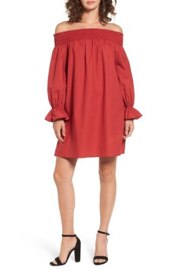Women's Soprano Off The Shoulder Shift Dress - Red