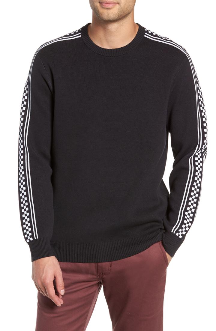 Men's Vans Check Yo Sleeve Crewneck Sweater - Black