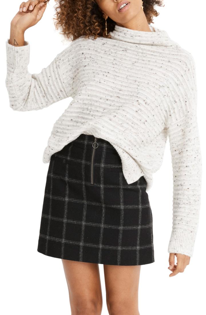 Women's Madewell Belmont Donegal Mock Neck Sweater, Size - Beige