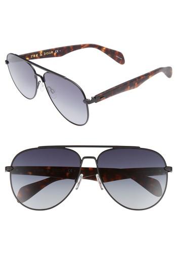 Men's Rag & Bone 62mm Aviator Sunglasses - Matte Black