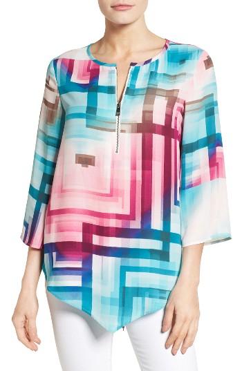 Women's Chaus Ombre Prism Zip Front Blouse