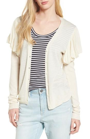 Women's Hinge Puff Sleeve Cardigan, Size - Ivory