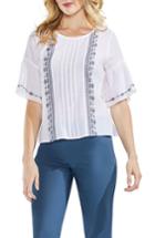 Women's Vince Camuto Embroidered Crinkle Cotton Top - White