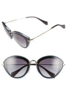 Women's Miu Miu 52mm Cat Eye Sunglasses - Black