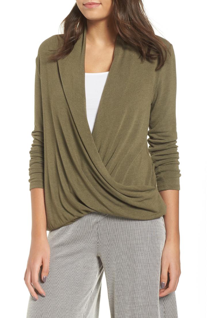 Women's All In Favor Knit Surplice Top, Size - Green