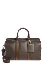 Men's Ted Baker London Geeves Stripe Leather Duffel Bag - Brown