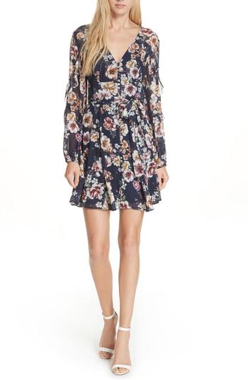 Women's Nicholas Garden Rose Silk Minidress - Blue