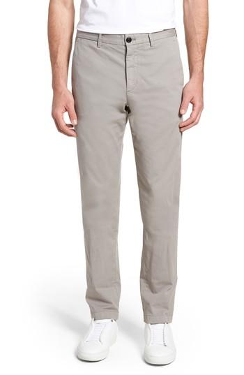 Men's Theory Zaine Patton Flat Front Stretch Solid Cotton Pants - Ivory