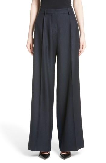 Women's Victoria Beckham Houndstooth Wide Leg Pants Us / 14 Uk - Blue