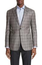 Men's Emporio Armani G-line Trim Fit Plaid Wool Sport Coat Us / 52 Eur - Beige