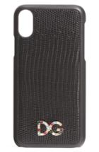 Dolce & Gabbana Crystal Logo Leather Iphone X Case - Black