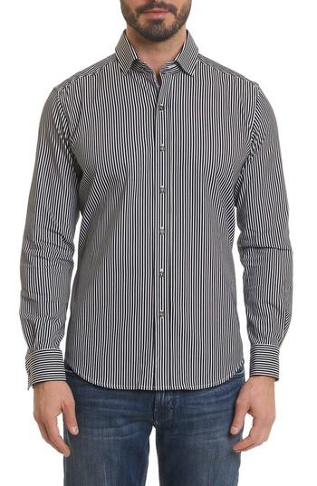 Men's Robert Graham Luther Classic Fit Stripe Sport Shirt - Black