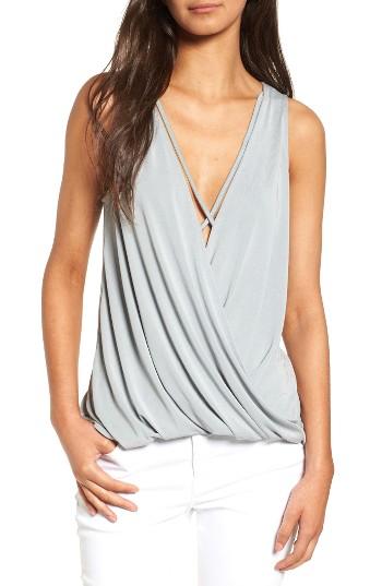 Women's Lush Strappy Surplice Tank - Grey