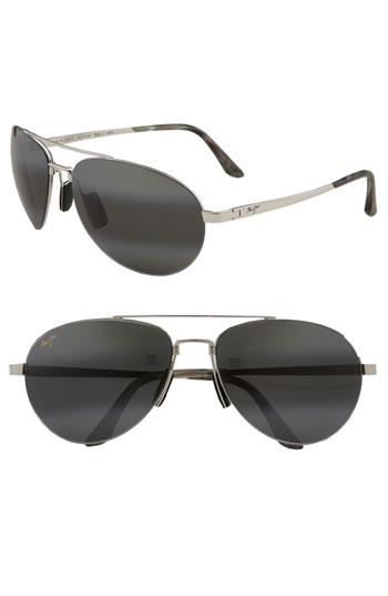 Men's Maui Jim 'pilot - Polarizedplus2' 63mm Sunglasses - Silver