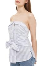 Women's Topshop Tie Stripe Strapless Top Us (fits Like 0) - Ivory