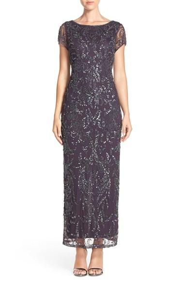 Women's Pisarro Nights Embellished Mesh Gown - Purple
