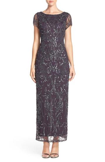 Women's Pisarro Nights Embellished Mesh Gown - Purple