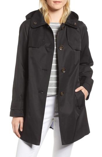 Women's London Fog Removable Hood Rain Coat