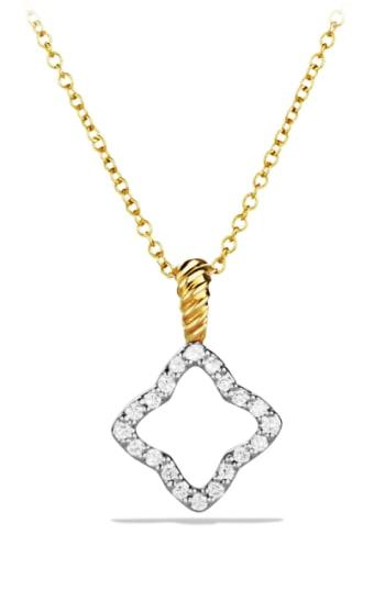 Women's David Yurman 'cable Collectibles' Quatrefoil Pendant With Diamonds In Gold On Chain