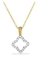 Women's David Yurman 'cable Collectibles' Quatrefoil Pendant With Diamonds In Gold On Chain
