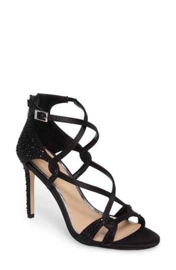 Women's Jewel Badgley Mischka Aliza Ii Embellished Cage Sandal .5 M - Black