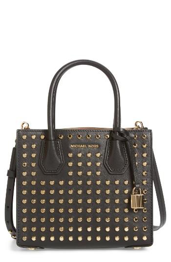 Michael Michael Kors Medium Mercer Studded Leather Tote - Black
