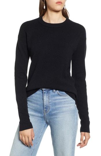 Women's Halogen Crewneck Wool Blend Sweater - Black