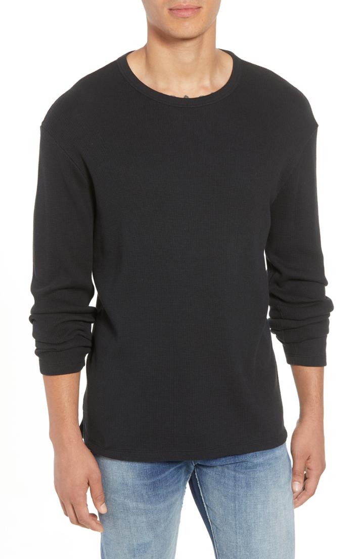 Men's Frame Waffle Knit Slim Fit Cotton Crewneck Shirt