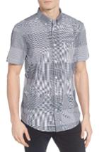 Men's Ben Sherman Mod Fit Textured Micro Gingham Shirt - Blue