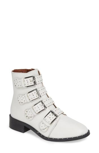 Women's Black Suede Studio Layla Moto Bootie .5 M - White