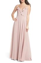 Women's Hayley Paige Occasions Ruffle Chiffon Gown - Beige