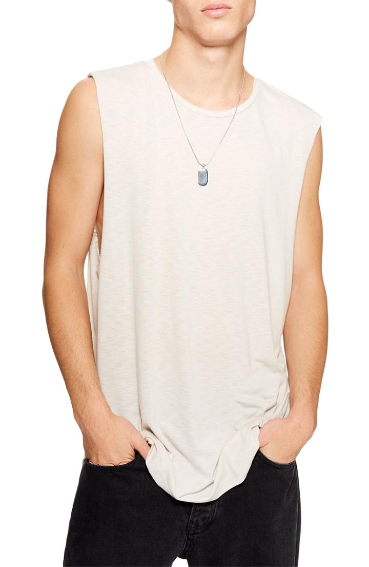Men's Topman Acid Wash Tank - Beige