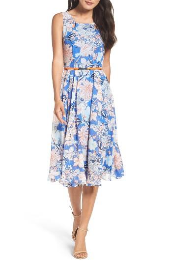Women's Gabby Skye Floral Midi Dress - Blue