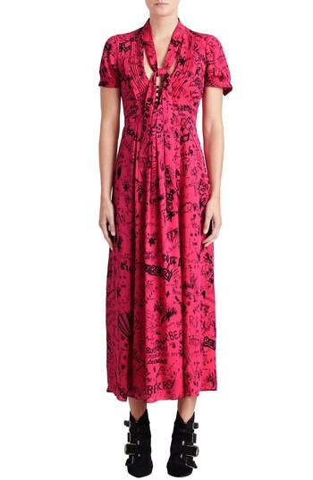 Women's Burberry Antonina Doodle Print Silk Midi Dress Us / 38 It - Pink