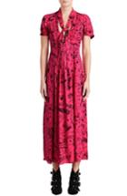 Women's Burberry Antonina Doodle Print Silk Midi Dress Us / 38 It - Pink