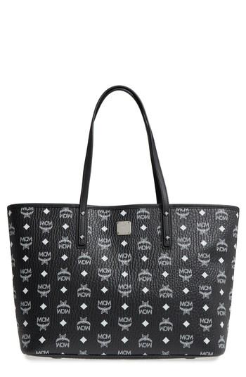 Mcm Medium Anya Coated Canvas Shopper - Black