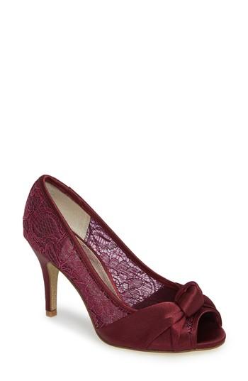 Women's Adrianna Papell Francesca Knotted Peep Toe Pump M - Burgundy
