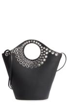 Elizabeth And James Market Grommet Leather Crossbody Shopper - Black