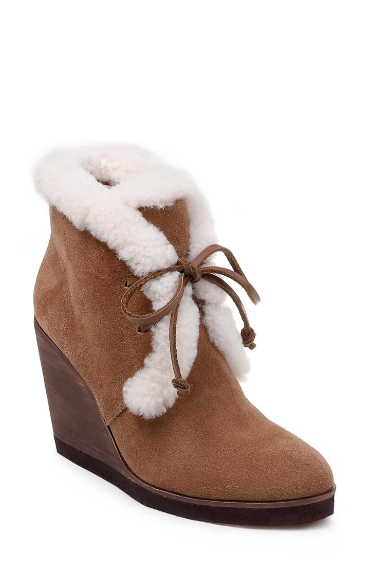 Women's Splendid Catalina Faux-shearling Wedge Bootie M - Brown