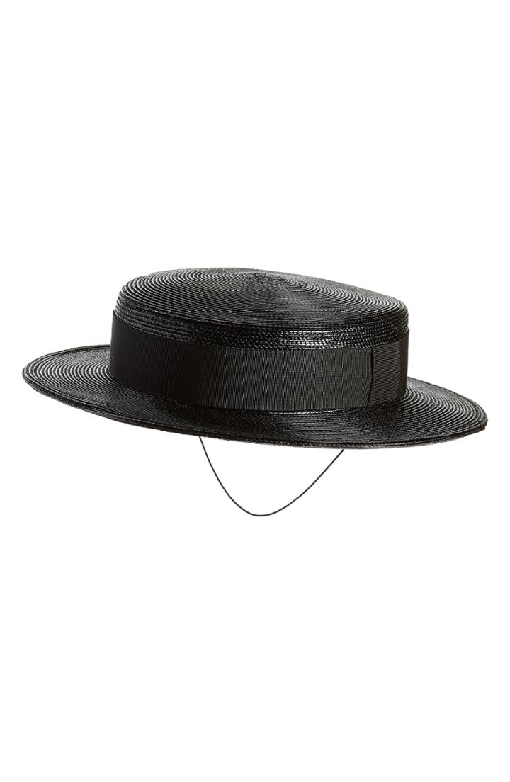 Women's Saint Laurent Boater Hat - Black