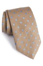 Men's David Donahue Dot Linen & Silk Tie, Size - Beige